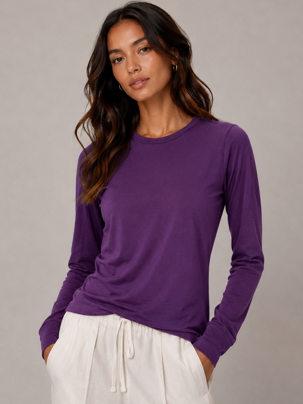 $110 New Les Tien Supima Modal Fiona Tee - Purple - small